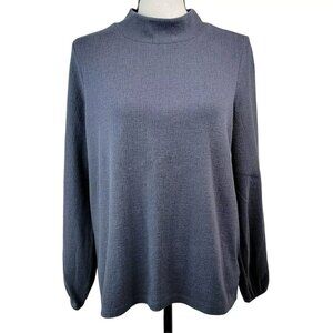 Old Navy Mock Neck Top Womens Sz‎ M Gray Gauzy Blouse Shirt Minimalist Capsule